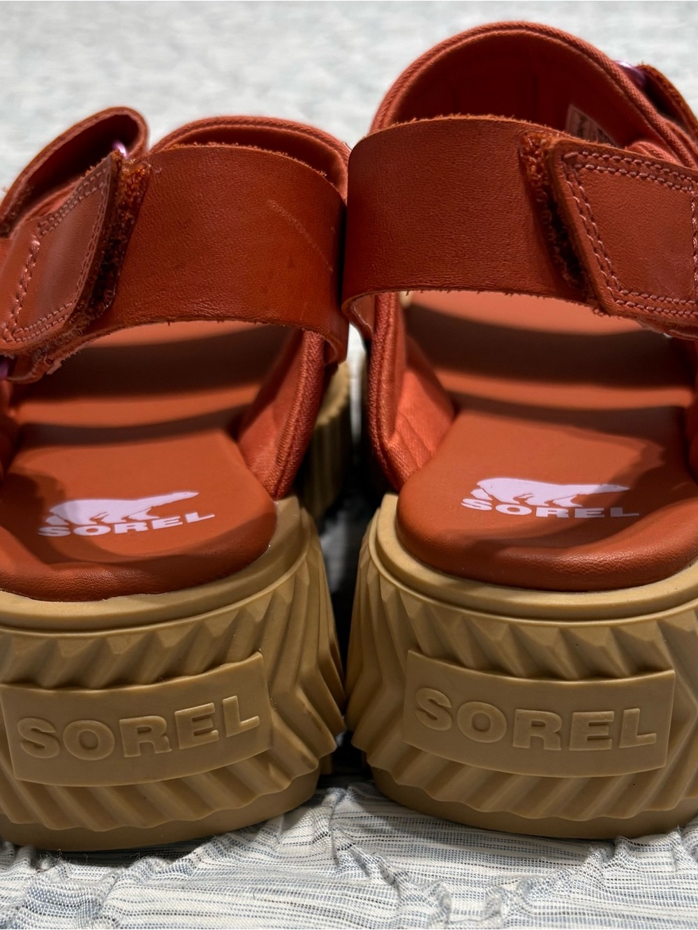 SOREL Kinetic Impact Strap Chunky Platform Orange Sandals Womens 7 Comfort - Picture 5 of 8